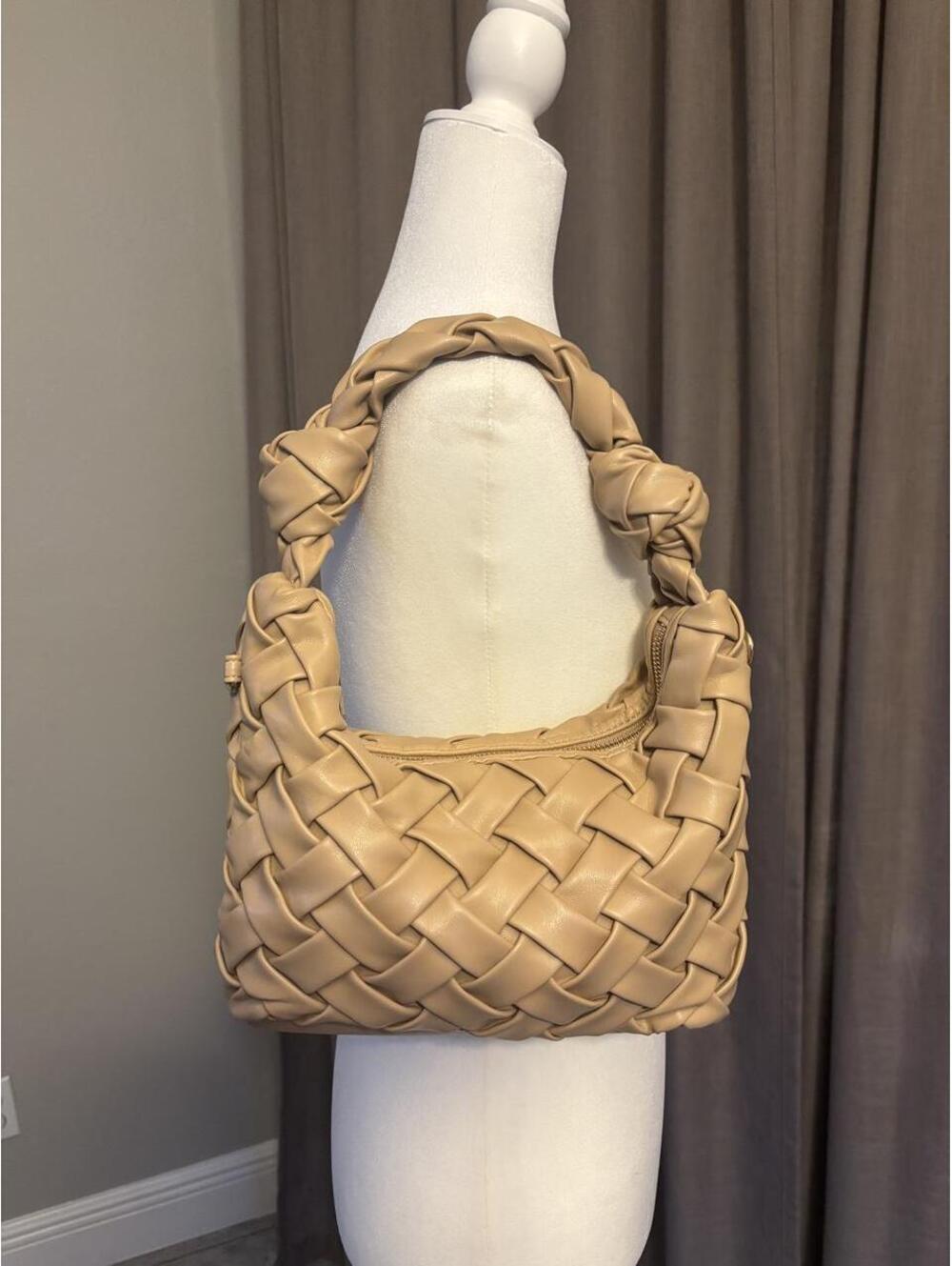 Urban Expressions Woven Vegan Leather Knotted Hobo Bag